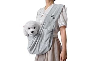KSVFTB Puppy Sling, Dog Sling, Reversible Carrier, Small Dog & Cat Carrier, Outdoor Walking, Travel, Shopping (Grey)