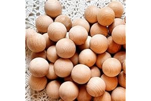 HERZONE Lot de 30 boules en bois de hêtre - 2,5 cm - Sans trou - Pour bricolage et peinture - 2,5 cm - 30 pièces