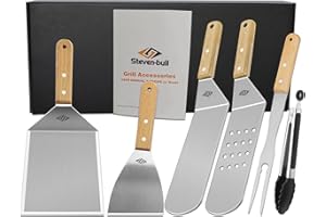 STEVEN-BULL S Juego de espátulas de plancha, accesorios de plancha, juego de cubiertos para barbacoa de acero inoxidable para Blackstone, regalos para hombres