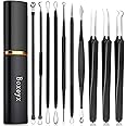 Boxoyx Pimple Popper Tool Kit - 10Pcs Blackhead Remover Comedone Extractor Tool Kit with Metal Case for Quick and Easy Removal of Pimples, Blackheads, Zit Removing, Forehead, Facial and Nose(Black)