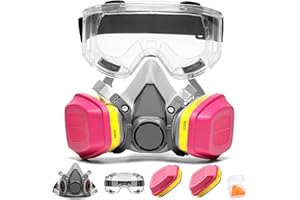 RANKSING Professionelle 6200 Wiederverwendbares Atemschutzmaske mit Filterkartuschen für Farbstaub und Formaldehyd Polieren Sprühen und Arbeiten