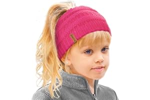 TOSKATOK Bonnet thermique pour fille avec doublure en polaire pour queue de cheval