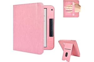 E NET-CASE Custodia per 7" Kobo Libra Colour (2024) / Kobo Libra 2 (2021) eReader - Stand Cover Protettiva Case con Card Slot e Hand Strap, Auto Sveglia/Sonno, Copertura del Supporto in Pelle PU Premium