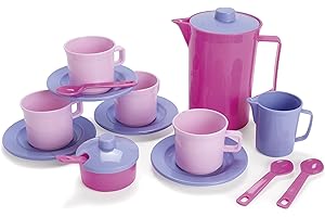Dantoy Coffee Set For 4, Role Play Tea Party with 17 Pieces Pretend Play Toys for Kids – Princess Pink,14 x 16 x 16.5 cm