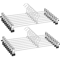 Lot De 8 Cintres En Bois Avec Pinces Antidérapantes Flisdtry - Pour Pantalons, Jupes - Économie D'Espace