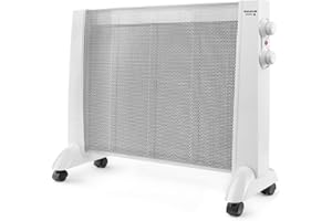 Taurus PRMB 1600 - Radiateur panneau rayonnant électrique 1600W, 3 températures, Thermostat réglable, Roues, Protection anti-chaleur, Silencieux, Blanc
