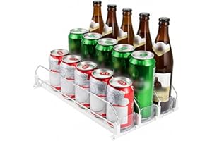 VEXRAN Organizador de bebidas para frigorífico de 31 cm, organizador automático para frigorífico, dispensador de bebidas, organizador para 12 latas, 3 filas, ahorra espacio