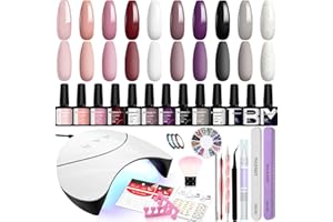 Gel Nail Kit, Phoenixy 10 Colours Nail Polishes Starter Kit with 36W U V LED Soak Off Nail Polish Gel Lamp Manicure Tools Gel Nail Polish Kit Gifts Set for Women