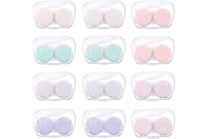 Tucnoeu Zestaw akcesoriów do soczewek kontaktowych, 12 sztuk, pojemnik na soczewki kontaktowe, do podróży i domu, 6 kolorów, kolorowy, Przenośny