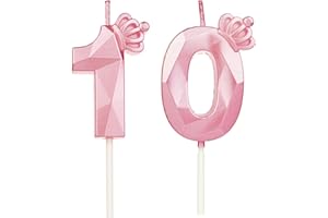 DTXLX Birthday Candles Numbers 10 with Crown, 3D Candles Birthday for Cake Birthday Decoration, Birthday Candles Numbers, Birthday Candles Children for Parties, Weddings, Company Parties, Anniversaries