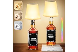 Ledronix 2 Stück LED Flaschenlampe Kabellos, IP54 Aufladbar Akku Flaschenlicht Aufsatz, 3 Farbmodi mit RGB Tischlampe Stufenlose Dimmbare Nachttischlampe für Esszimmer, Wohnzimmer, Schlafzimmer