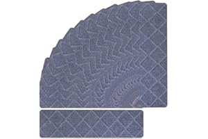 Ray-Velocity 15pcs Anti-Slip Stair Treads Pads, Carpet Stair Treads Self-Adhesive, Stair Carpet Treads 76cm x 20cm Non-Slip Carpet Treads for Stairs, Removable Washable Step Pads for Kids Elders Dogs