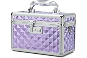 HEWEI WORKS Storage Box with Key Lock, Lockable Medicine Storage Box, Empty First Aid Box, Security Lock Box, Multipurpose Locking Box for Home and Outdoor Use (Purple, Small)