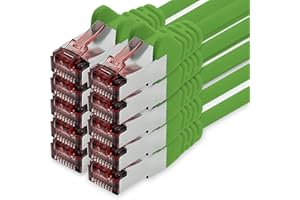 freiwerk Câble réseau Cat.6 7,5m vert - 10 x Câble Ethernet Câble réseau Lankabel Cat6 Lan Sftp Pimf Patchcord 1000 Mbit s compatible avec Cat5 Cat5e Cat6a Cat7 Cat8