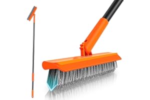 NEWE Grout Spazzola per Fughe con Manico Lungo 126 cm, Forma di V Pavimento Pulisci Fughe Piastrelle con Squeegee, Spazzolone per Pavimenti Piastrelle Bagno Cucina Patio Doccia Angoli