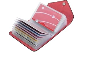 IHIGOGOFA Credit Card Holders Soft Genuine Leather Compact Wallet ID Bank Card Case Purse 20 Thickening Durable Plastic Insert Sleeves