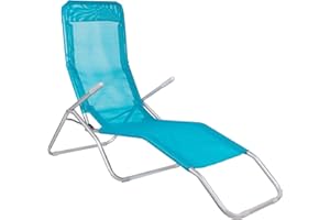 SPRINGOS Tumbona basculante con reposabrazos, estructura de metal, ajuste en 2 posiciones, tumbona de jardín con componentes antideslizantes (turquesa)
