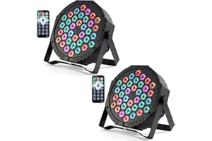 Eyourlife 2 Stück LED Par Strahler, 36 LED 72W Discolicht Partylicht, RGB DMX512 mit Fernbedienung, Bühnenlicht 7 Lichtmodi DJ licht für Party Bar Stage Feste Show [Energieklasse C]
