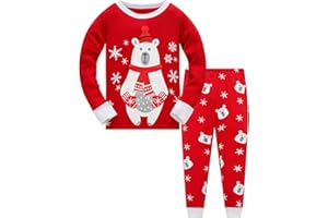 TEDD Weihnachten Kinder Schlafanzug Jungen Pyjama Langarm Baumwolle Mädchen Zweiteilig Schlafanzüge Set Winter Nachtwäsche Größe 1-12 Jahre