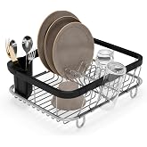 Umbra Multi-Use Dish Rack Black Sinkin Multifunctional Plate Stand Black/Nickel, Metal, Large