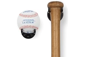 Wallniture Sporta Baseball Holder, Baseball Bat Wall Mount Display Stand for Man Cave Decor, Sports Memorabilia Ball Storage Rack Set of 2 Black