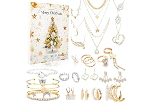 KEEHOM Calendrier de l'Avent Bijoux Fille 2024, Calendrier de l'Avent Enfant Calendrier Avent Fille - Bracelets Bagues Boucles d'Oreilles Collier Calendrier Bijoux pour Fille Nièces Petite Amie Sœurs