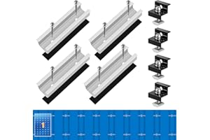 Moocuca Kit de support de panneau solaire, rail de montage en aluminium de 12 cm, pince d'extrémité réglable pour modules de 30 à 35 mm d'épaisseur, support pour panneaux solaires, kit de support de