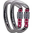 CAMNAL Heavy Duty Carabiner UIAA Certified Locking Carabiner 25KN (About 5620 lbs) Screw Lock Carabiner D Shape Carabiner Clip for Rock Climbing, Mountaineer, Aerial Work