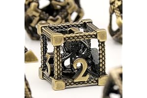 DND Würfelset Rollenspiel, Polyedrische Würfel Set D&D Würfel Set Metall ZHOORQI 7 Stück Der Cthulhu Würfelset für Brettspiel Dungeons and Dragons Würfel Verwendet Wird (Z-Bronze)
