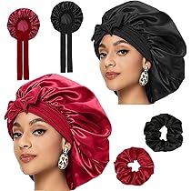 ACWOO Satijnen bonnet, 2 stuks zachte zijden bonnet haar wrap om te