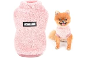 SMALLLEE_LUCKY_STORE Haustier-Sherpa-Fleece-Pullover Weste Rollkragenpullover weiches Sweatshirt für kleine Hunde Katzen, Welpen Yorkie, Chihuahua warme Herbst-Winterkleidung, Rosa, M