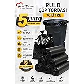 Kalbi Ticaret Kalın &Ccedil;&ouml;p Torbası 300 gr X 5 Rulo Siyah &Ccedil;&ouml;p Poşeti 80x110 Cm Jumbo End&uuml;striyel &Ccedil;&ouml;p Torbası