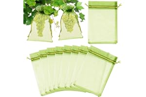KINGLAKE 100Pcs Fruit Protection Netting Bags, 20x30cm Sage Green Organza Gift Bags Large, Garden Plant Protect Net for Fruits Tree Strawberry Grape, Insects Barrier Vegetables Mesh