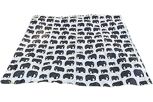 BundleBean - Compact Waterproof Picnic Blanket Grey Elephants – Large 140cm – Packable, Washable Outdoor Mat with Drawstring Sack and Ripstop Bottom – Ideal for Travel, Toddlers, Changeing Mat