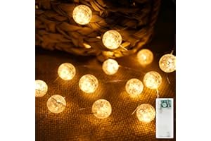 Liyade Guirlande lumineuse boules en cristal, 2m, 20 LED, boules en cristal, guirlande lumineuse à piles avec minuterie, boules crépitantes, guirlandes lumineuses d'intérieur pour Noël, mariage