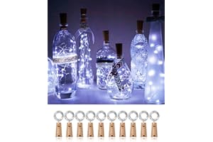 ArkCamp 10 Pack Wine Bottle Lights with Cork, 2M 20 LED Cold White Cork Lights for Bottles, Battery String Lights Bottle Fairy Lights for Christmas, Halloween, Parties, Wedding Decoration, Gift