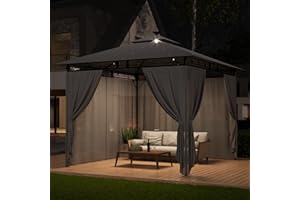 TRIUMPHKEY Pavillon 3x3 Wasserdicht Stabil Winterfest, Garten Pavillion mit seitenwänden, UV-Schutz 50+, Plane Gartenlaube, Metallrahmen Pavillon, Patio Gazebo, Grau