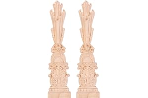 ANGOILY 2 Pièces Bois Sculpté Applique Onlay Coin Cadre Decal Vintage Non Peinte Rome Colonne pour Porte Armoire Penderie Meubles de Maison Décor Bricolage Artisanat 30X6cm
