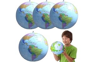 KLLJ Globe Terrestre Gonflable, 4pcs Monde Gonflable, PVC Géographique éducatif pour l'école et jeux