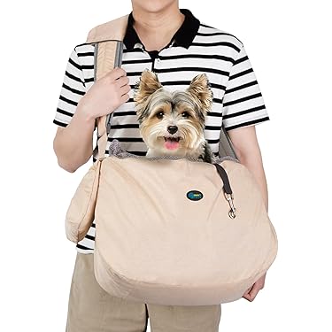 Harnais Porteur Pour Chien Lettuce Pets - Pour Chiens 2-10kg, Taille M (9-14 Lbs) - Porté En écharpe Ou Sac à Dos, Mesh Respirant, Beige