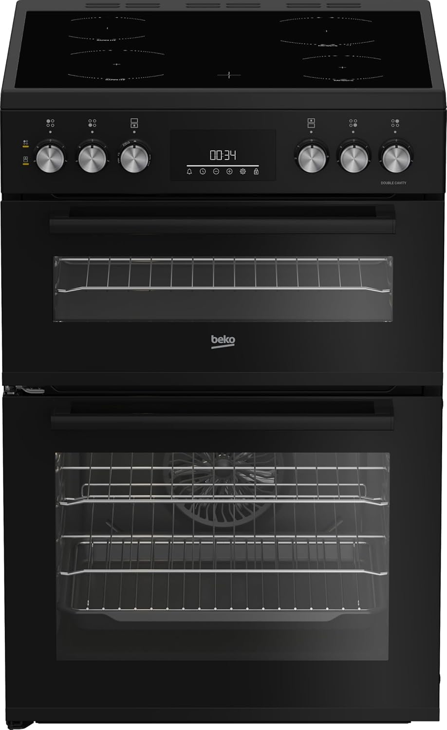 Beko AeroPerfect™ FTC6731K 60cm Wide Single Oven Electric Cooker with Ceramic Hob - Black - A Rated