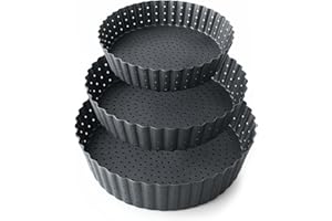 Space Home - Set 3 Stampo Crostata - Teglia per Quiche e Crostata Alto - Stampo Crostata Fondo Amovibile - Stampo Crostata Furba con Fondo Removibile - Stampo Furbo Crostata - 20, 24 e 28 cm