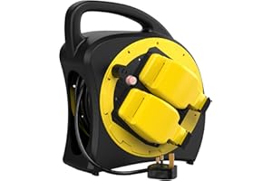 SLx Outdoor Extension Lead Waterproof, 20m, 2 Socket Extension Reel, Heavy Duty Extension Cable, Thermal Cut Out, IP54 Rated, Double Socket, UK Outdoor Plug, Extension Lead for Christmas Lights Garden