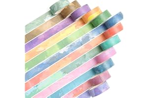 YUBX 12 rolek akwarelowych taśm Washi, taśma maskująca, pastelowa taśma klejąca, kolorowa do rękodzieła, bullet journals, planerów, scrapbookingu, opakowań