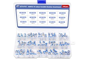 XTVTX Widerstand Sortiment Film Potentiometer,150 Stück 15 Werte,Variabler Widerstand,100 Ohm-2M Ohm,6 mm, 0,1 W, 50 V