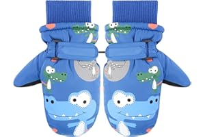 QKURT Guantes de esquí para niños, Invierno a Prueba de Viento para Nieve Mitones aislantes del Calor niñas niños Clima frío Durante 2~15 años niños Ciclismo Snowboard Correr