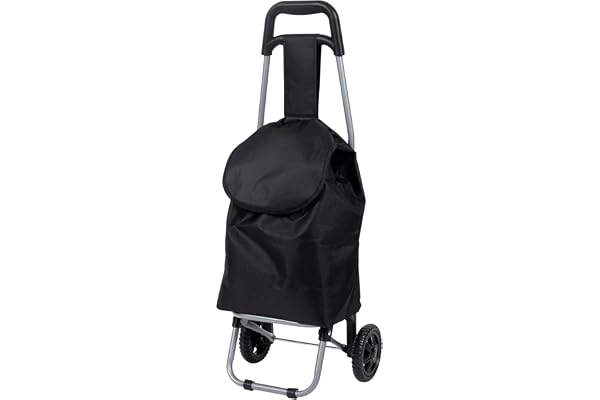 ENTRE TEMPS - SH0041, Chariot de Courses Pliable avec 2 Roues - Grande Capacité de Stockage - Design Élégant et Pratique - H 87 x D 28 x W 35 cm - Noir