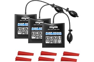 eSynic Air Wedge Pump Up Bag Inflatable Pump Bag Durable TPU Air Bags for Lifting Door 15 * 16.5cm/5.9 * 6.5 Inch Size Air Wedge Door Pump Up Bags Load-bearing 441 Pounds/200KG with Plastic Wedges