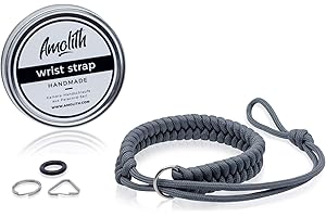 Amolith® Kamera-Handschlaufe aus Paracord | Farbe: Gunmetal | Flechtmuster: Fishtail | Handgelenkschlaufe Kameraschlaufe Kameraband Trageschlaufe | AML-8391