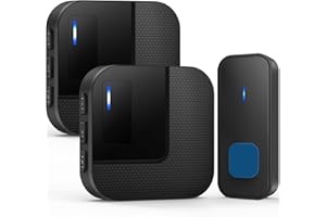 Kabol Wireless Doorbell, Plug in 1000ft Long Range Door Bell Chime, IP65 Waterproof Electric Cordless Door Bell Kits, 55 Melodies, 5 Volume Levels, 1 Battery Operated Button and 2 Receivers